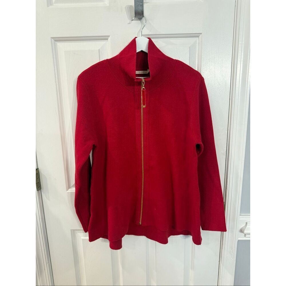 Soft Surroundings Holiday Red Full Zip Cardigan Sweater Jacket sz PL NWOT